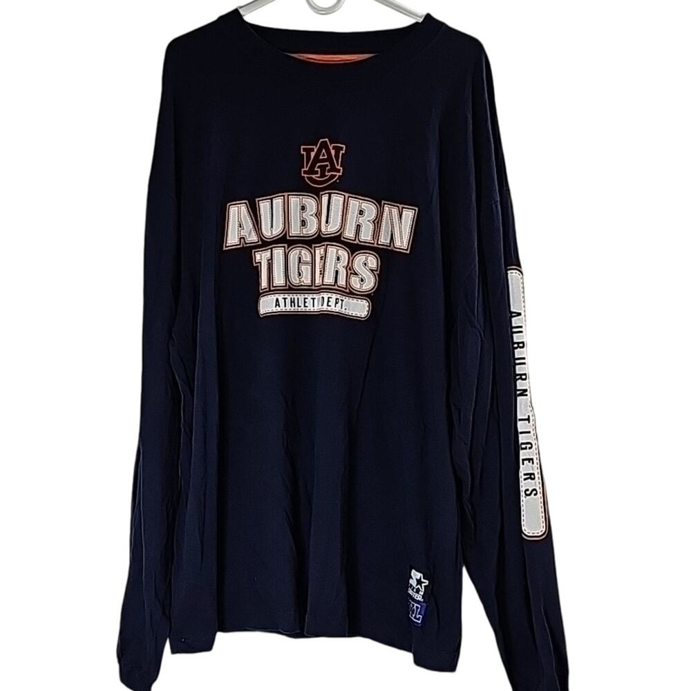 Auburn Tiger Football Spellout Blue & Orange Long Sleeve Mens Sz 3XL Tee-Shirt